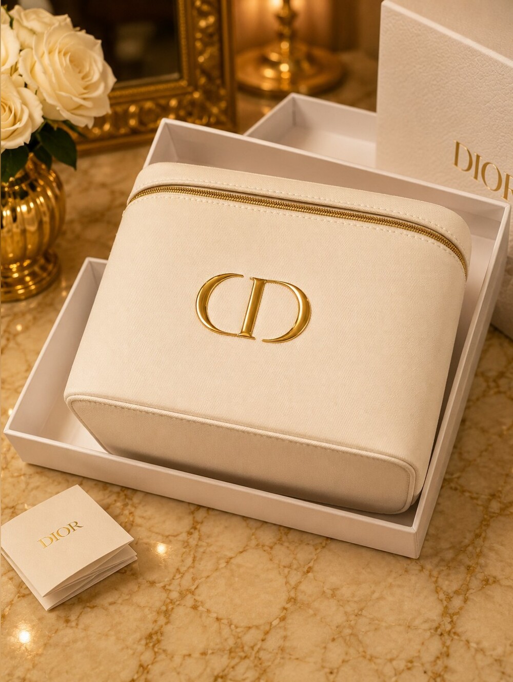 Authentic DIOR Luxury Cosmetic Train Case  – White With Gold Hardware - NWT - Picture 9 of 10